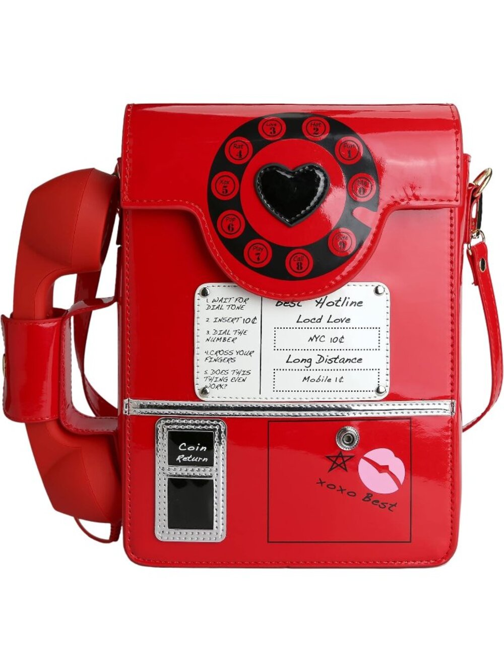 Women's Red Movable Microphone Retro Dial Telephone Crossbody Shoulder Bags
